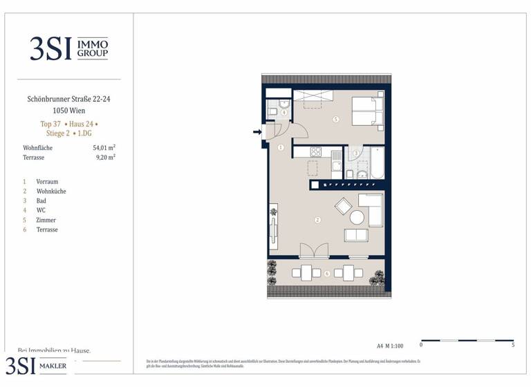 Wohnung zum Kauf 465.000 € 2 Zimmer 54 m² 4. Geschoss Schönbrunner Straße 22-24 Wien 1050