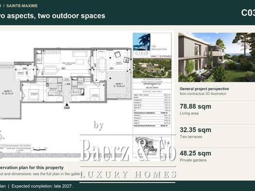 Wohnung zum Kauf 1.055.000 € 3 Zimmer 79 m² Avenue Girard 18 Nartelle-Noyer-Bellevue-bd des Sardinaux Sainte-Maxime 83120