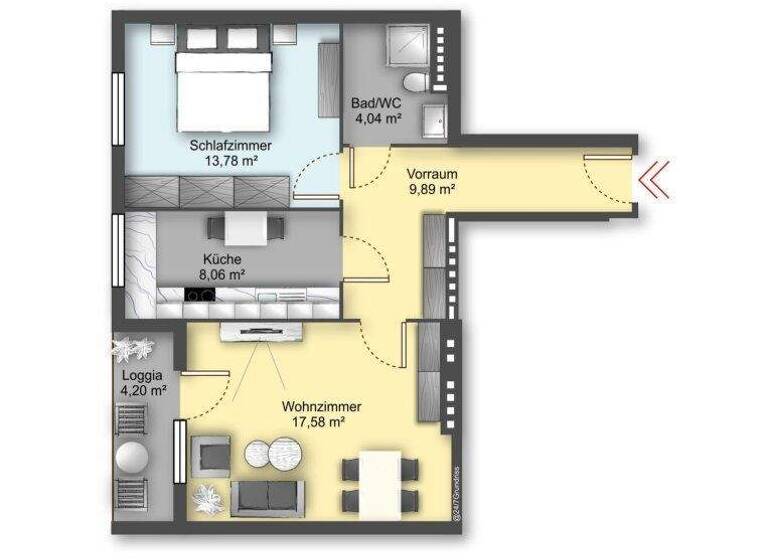 Wohnung zur Miete 568 € 2 Zimmer 53,4 m² 3. Geschoss Bad Vöslau 2540