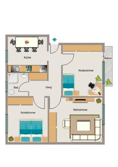 Wohnung zur Miete 502 € 3,5 Zimmer 63,5 m²<br/>Wohnfläche 1.<br/>Geschoss Horster Straße 328 Batenbrock - Nord Bottrop 46238