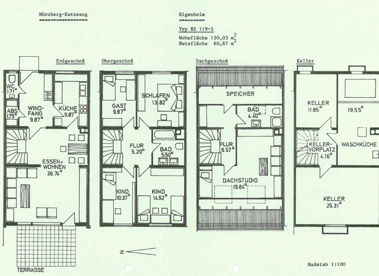Reihenhaus zur Miete 1.700 € 6 Zimmer 120 m² 120 m² Grundstück frei ab sofort Neukatzwang Nürnberg 90453