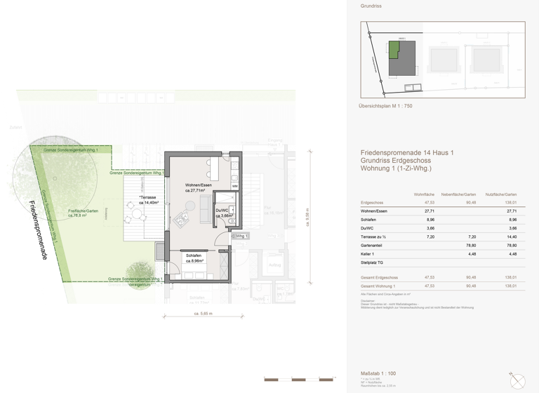Studio zum Kauf - Erstbezug provisionsfrei 568.000 € 1 Zimmer 47,5 m² Geschoss EG/2 frei ab 15.09.2026 Friedenspromenade 14 Trudering-Riem München 81827
