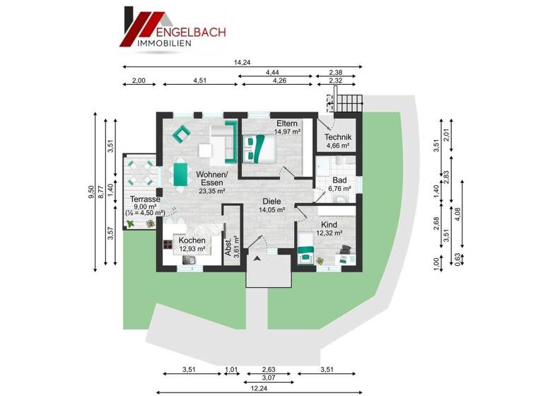 Terrassenwohnung zum Kauf - Erstbezug 305.000 € 3 Zimmer 92 m² 1. Geschoss Frankenberg Frankenberg (Eder) 35066