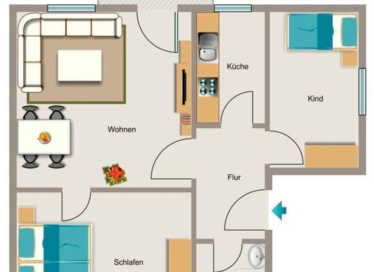 Wohnung zur Miete 488 € 3,5 Zimmer 68,6 m² 2. Geschoss Siebengebirgsstraße 23 Beeckerwerth Duisburg 47139