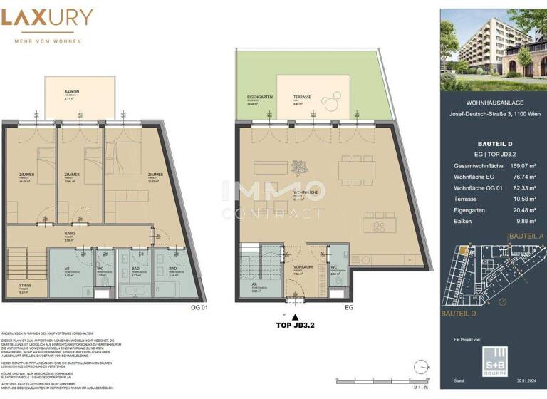 Maisonette zum Kauf - Erstbezug provisionsfrei 879.000 € 4 Zimmer 159,1 m² Wien 1100
