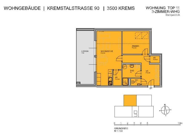 Wohnung zur Miete 965 € 2 Zimmer 87,2 m² frei ab sofort Krems an der Donau 3500