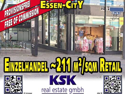 Laden zur Miete provisionsfrei 6.921 € 211 m² Verkaufsfläche Stadtkern Stadtbezirk I 45127