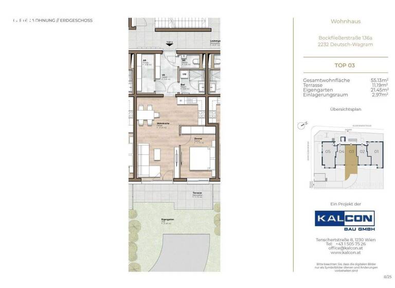 Wohnung zum Kauf - Erstbezug 289.000 € 2 Zimmer 55,1 m² EG Bockfließerstraße 136A Deutsch-Wagram 2232