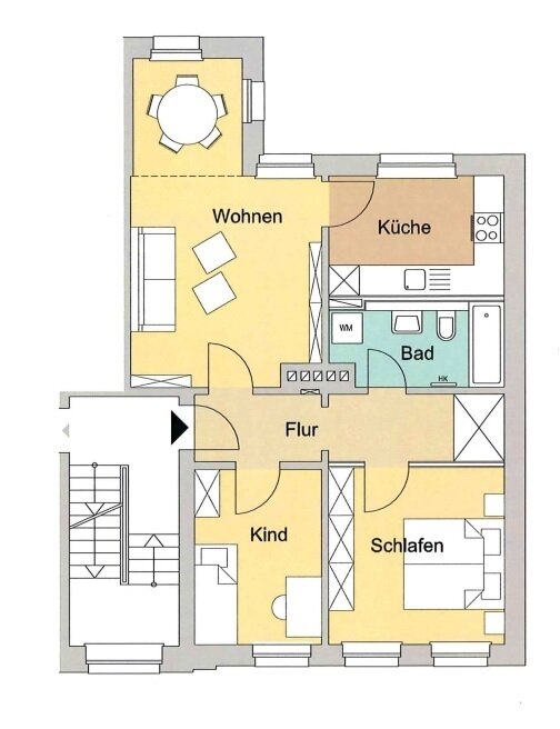 Wohnung zur Miete 416 € 3 Zimmer 63,4 m²<br/>Wohnfläche 1.<br/>Geschoss ab sofort<br/>Verfügbarkeit Bahnhofstr. 2 Arensdorf Köthen (Anhalt) 06369