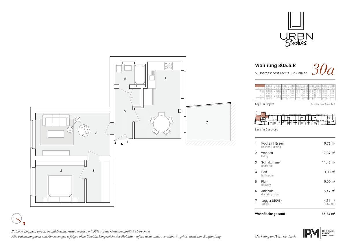 Wohnung zum Kauf 411.642 € 3 Zimmer 65,3 m²<br/>Wohnfläche 5.<br/>Geschoss Washingtonallee 30a Horn Hamburg 22111