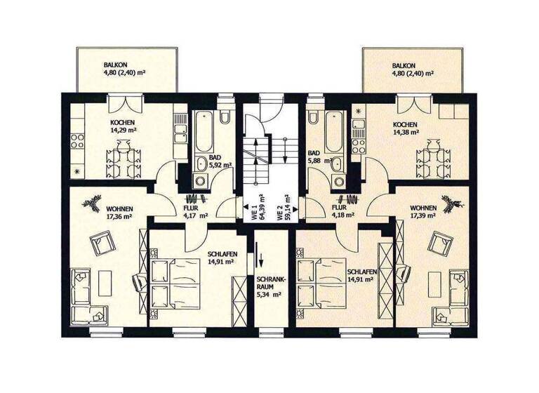 Wohnung zur Miete 365 € 2 Zimmer 66 m² frei ab sofort Altendorf Chemnitz 09116