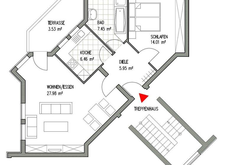 Wohnung zur Miete 850 € 2 Zimmer 65,4 m² 1. Geschoss Schwalbenbogen 12 Markkleeberg 04416