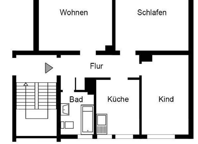 Wohnung zur Miete 669 € 3,5 Zimmer 65 m² 2. Geschoss Kranichstraße 18 Hülsdonk Moers 47441