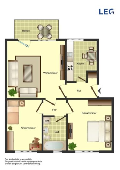 Wohnung zur Miete 499 € 3 Zimmer 60,3 m² EG Buchfinkenstraße 5 Weddinghofen Bergkamen 59192