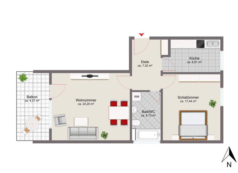 Wohnung zum Kauf 345.000 € 2 Zimmer 68 m² 2. Geschoss Altenerding Erding 85435
