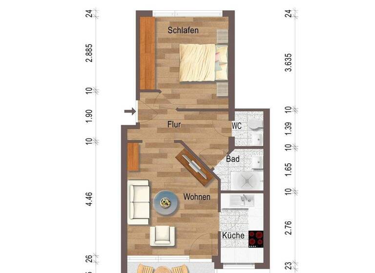 Wohnung zum Kauf 178.000 € 2 Zimmer 46 m² 1. Geschoss Geisingen Freiberg 71691
