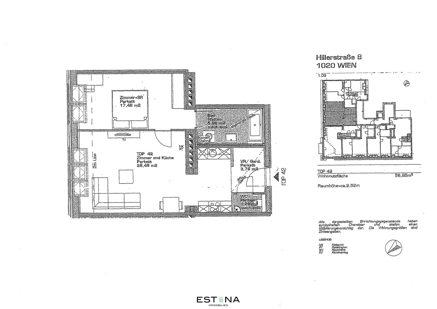 Wohnung zur Miete 930 € 2 Zimmer 57 m²<br/>Wohnfläche Hillerstraße Wien 1020