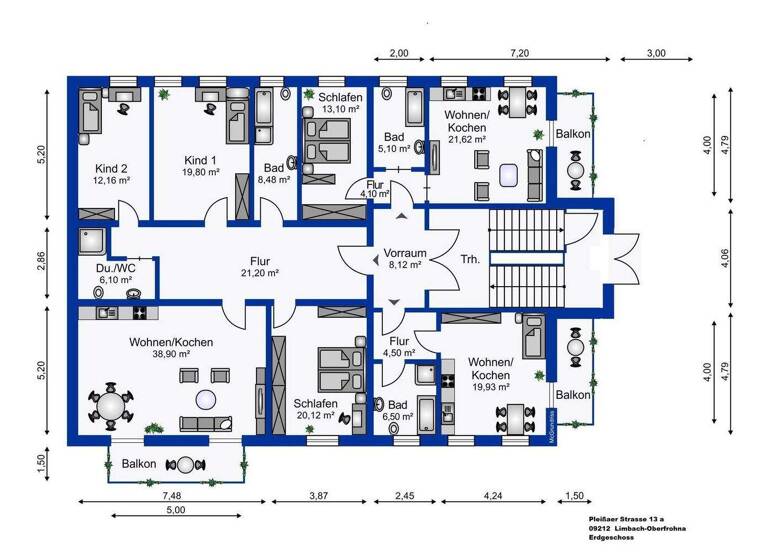 Terrassenwohnung zum Kauf - Erstbezug provisionsfrei 206.000 € 5 Zimmer 130 m² EG Limbach-Oberfrohna Limbach 09212