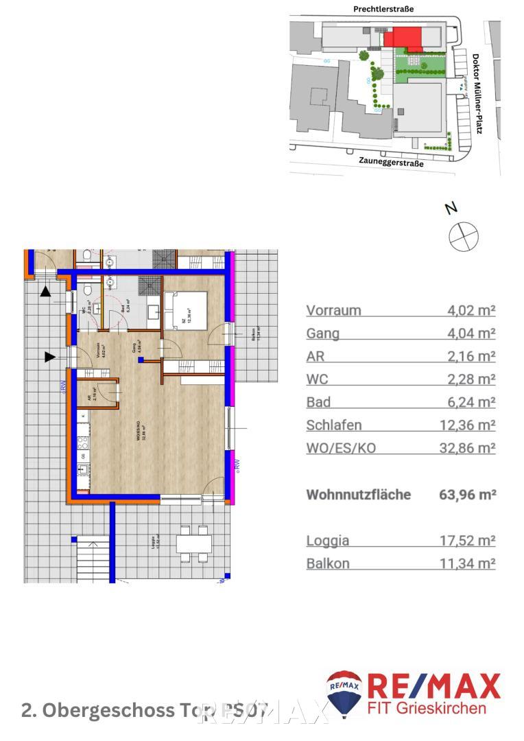 Wohnung zum Kauf 346.087 € 2 Zimmer 81,5 m²<br/>Wohnfläche 2.<br/>Geschoss Grieskirchen 4710