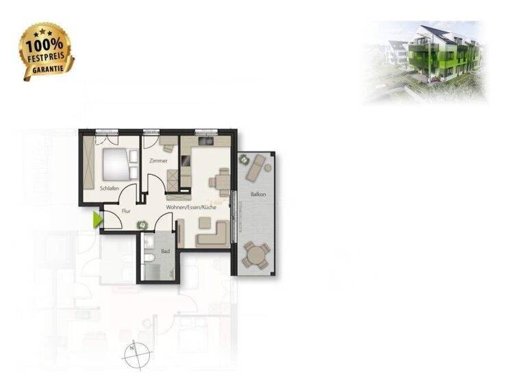 Wohnung zum Kauf provisionsfrei 389.000 € 3 Zimmer 57 m² Dagersheim Böblingen 71034