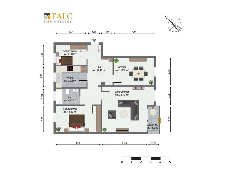Wohnung zur Miete 1.500 € 4 Zimmer 80 m² 1. Geschoss Marienfelde Berlin 12277