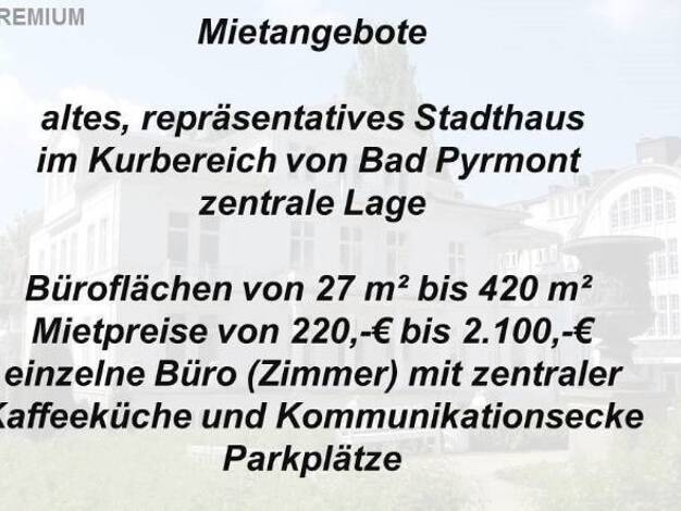 Büro zur Miete 2 € 1 Zimmer 32 m² Bürofläche Bad Pyrmont Bad Pyrmont 31812