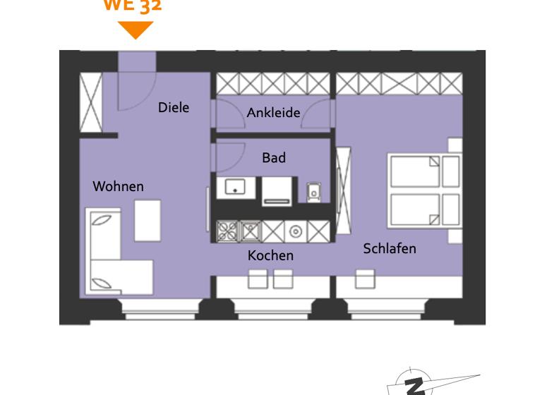 Wohnung zur Miete 507 € 2 Zimmer 57 m² 2. Geschoss frei ab sofort Georgenplatz 1 Innenstadt Zwickau 08056