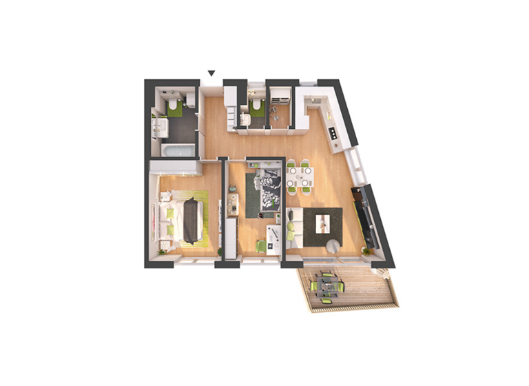 Wohnung zum Kauf - Neubau provisionsfrei 624.500 € 3 Zimmer 68,5 m² 1. Geschoss Kranebitterbodenweg 2 Hötting Innsbruck 6020