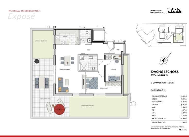 Wohnung zum Kauf - Erstbezug provisionsfrei 709.600 € 3 Zimmer 116 m² Hans-Krieg-Straße 1/2 Vaihingen an der Enz 71665