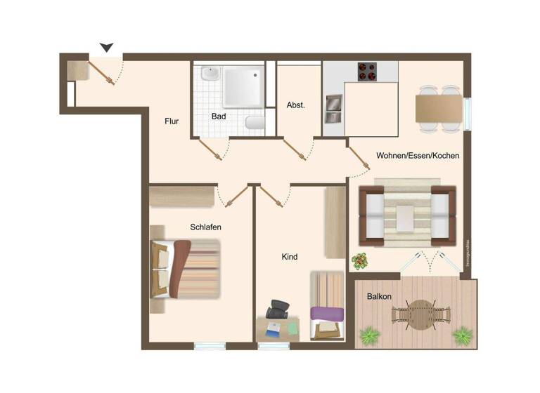 Wohnung zur Miete - Erstbezug 1.050 € 3 Zimmer 64,3 m² 4. Geschoss Keldenich Wesseling 50389