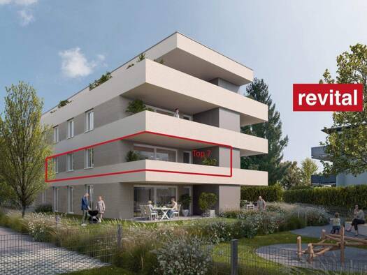 Terrassenwohnung zum Kauf - Erstbezug 496.500 € 4 Zimmer 65 m² 1. Geschoss Widum 32 Lustenau 6890