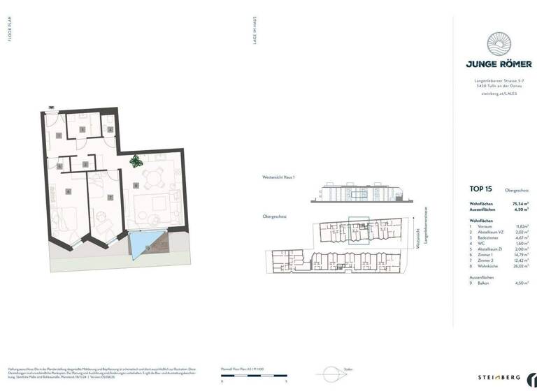 Wohnung zum Kauf 399.000 € 3 Zimmer 75,3 m² 1. Geschoss frei ab 01.05.2027 Tulln an der Donau 3430