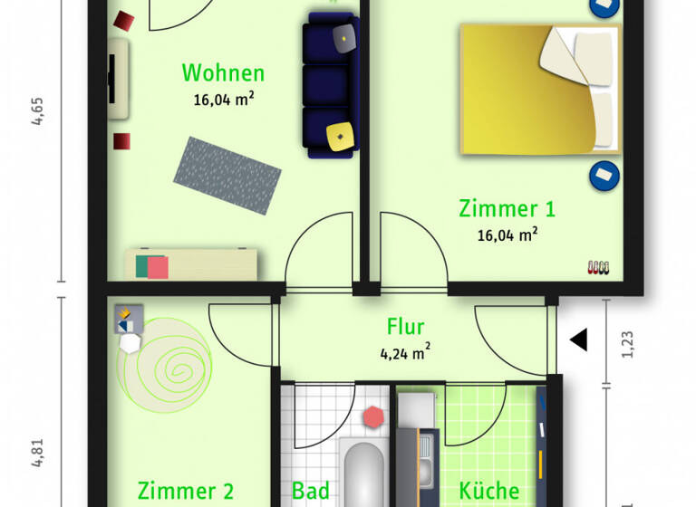 Wohnung zur Miete 447 € 3 Zimmer 60,9 m² 2. Geschoss frei ab 01.05.2026 Gerhard-Marcks-Straße 23 Südliche Neustadt Halle 06124