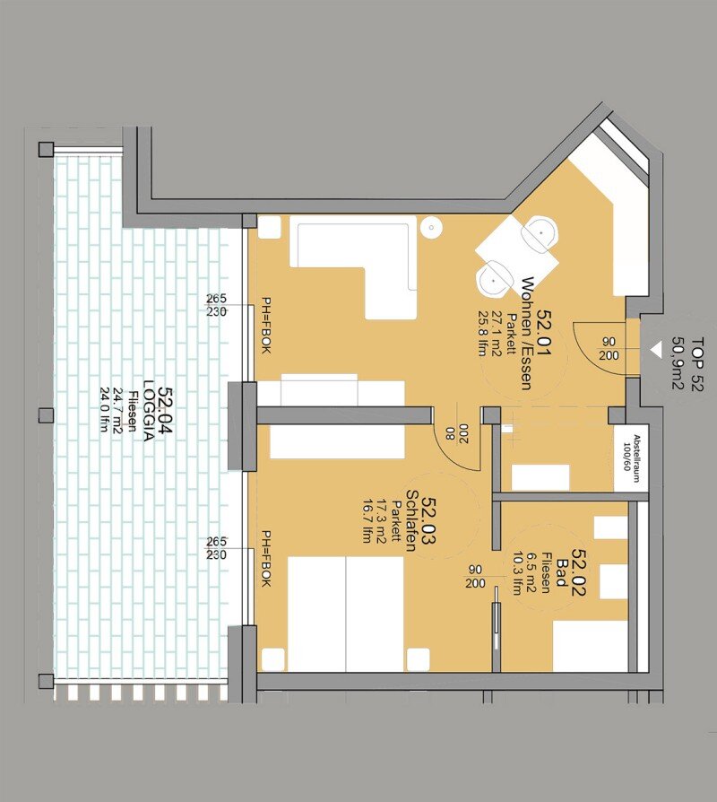 Wohnung zum Kauf 349.000 € 2 Zimmer 50,9 m²<br/>Wohnfläche Innere Stadt Villach 9500