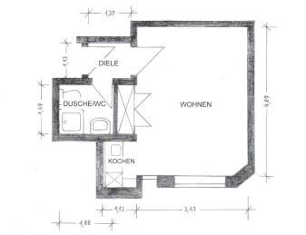 Wohnung zur Miete 320 € 1 Zimmer 25 m²<br/>Wohnfläche 1.<br/>Geschoss Pannhauser Straße 1 Laurensberg Aachen 52072