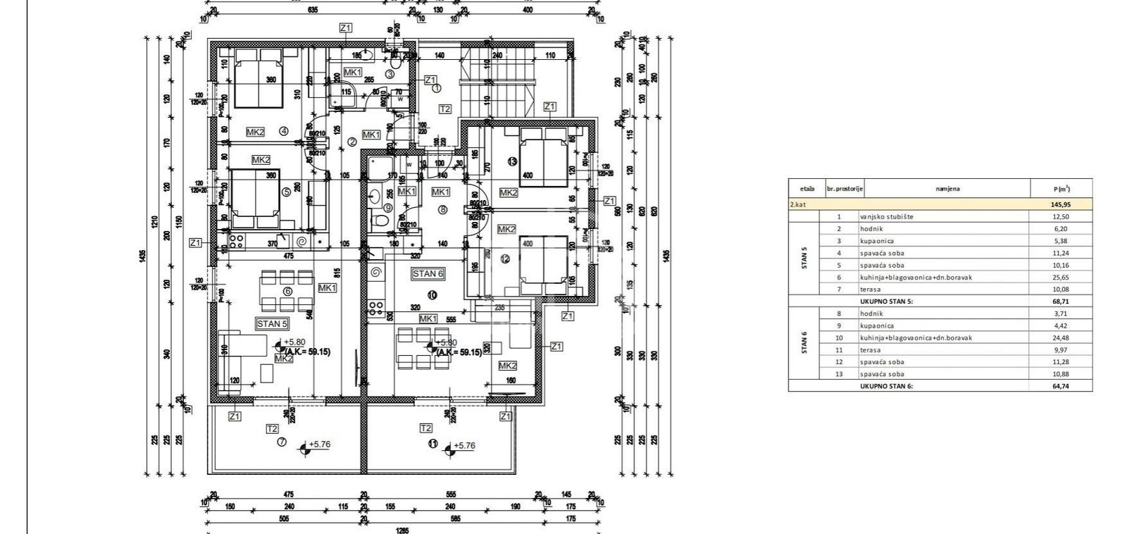 Wohnung zum Kauf 255.000 € 2 Zimmer 69 m²<br/>Wohnfläche 2.<br/>Geschoss Trogir center