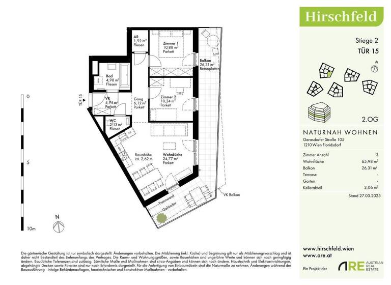 Wohnung zum Kauf - Erstbezug provisionsfrei 415.000 € 3 Zimmer 66 m² 2. Geschoss Wien 1210