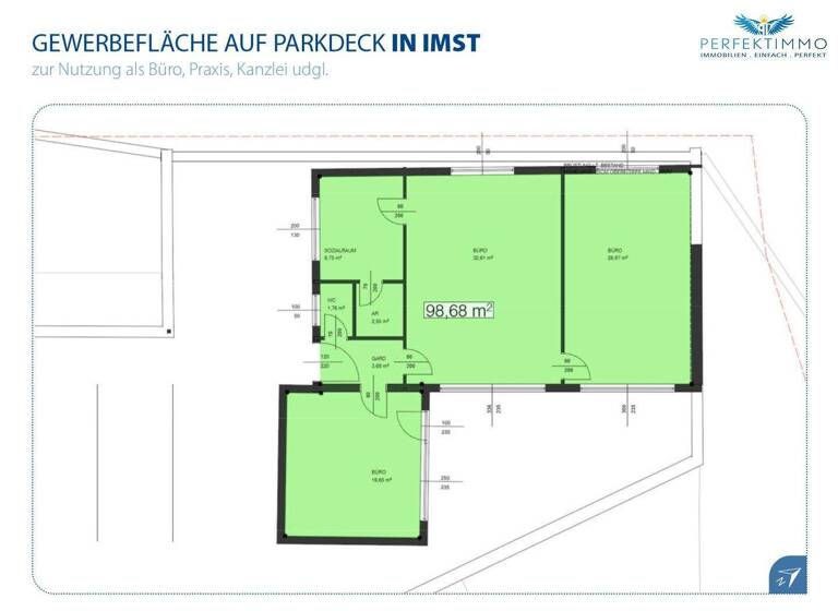 Büro zur Miete 1.000 € 4 Zimmer 98,7 m² Bürofläche Imst 6460