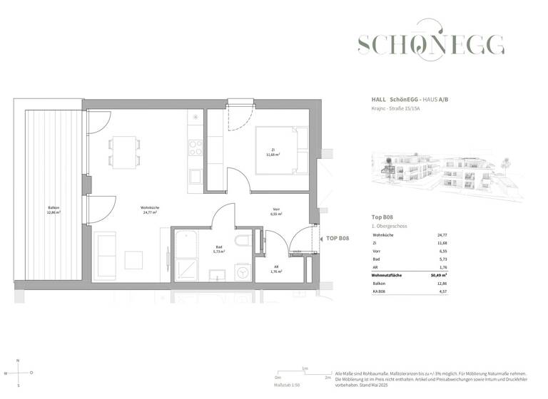 Wohnung zum Kauf - Erstbezug 421.200 € 2 Zimmer 50,5 m² 1. Geschoss Hall in Tirol 6060