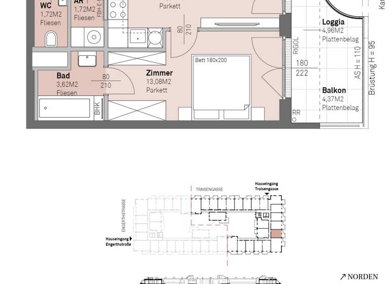 Wohnung zum Kauf - Erstbezug 337.800 € 2 Zimmer 40 m² 5. Geschoss frei ab 30.06.2028 Traisengasse 20-22 Wien 1200