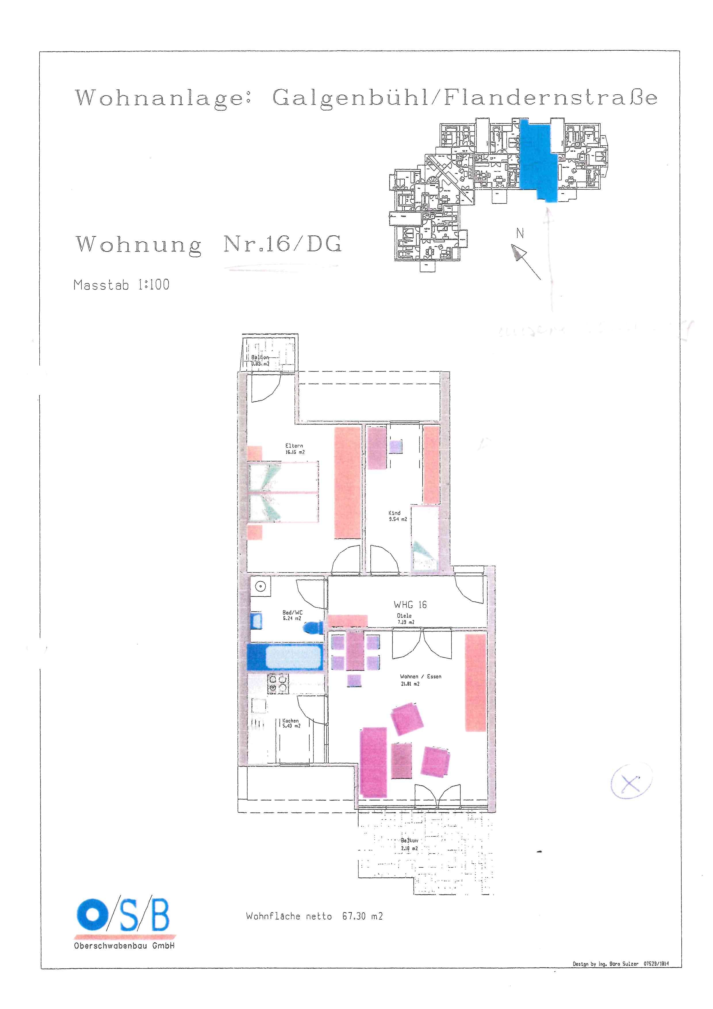 Wohnung zum Kauf als Kapitalanlage geeignet 238.500 € 3 Zimmer 67,3 m²<br/>Wohnfläche Flandernstr. 13 Wangen Wangen im Allgäu 88239