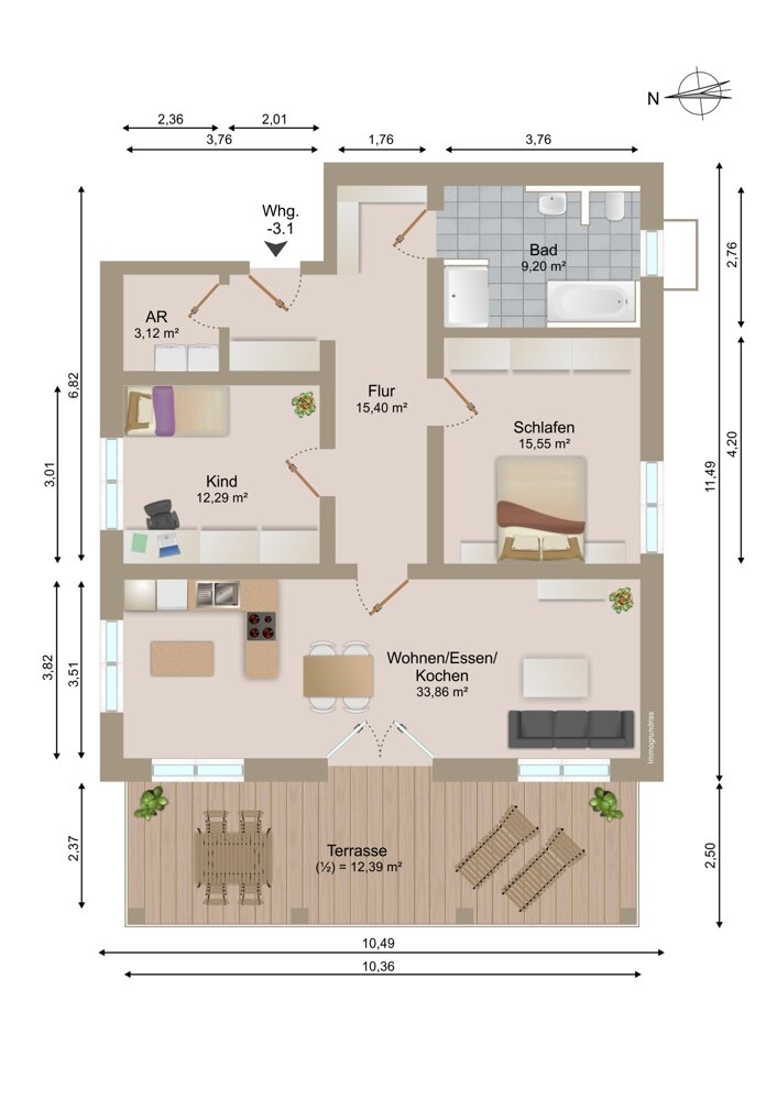 Wohnung zum Kauf 565.000 € 3 Zimmer 101,8 m²<br/>Wohnfläche 3.<br/>Geschoss Burgstraße 36 Mitterfels Mitterfels 94360