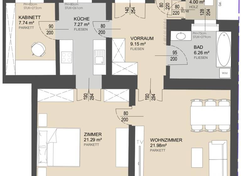 Wohnung zum Kauf 330.000 € 3 Zimmer 74,6 m² 3. Geschoss Blattgasse Wien 1030