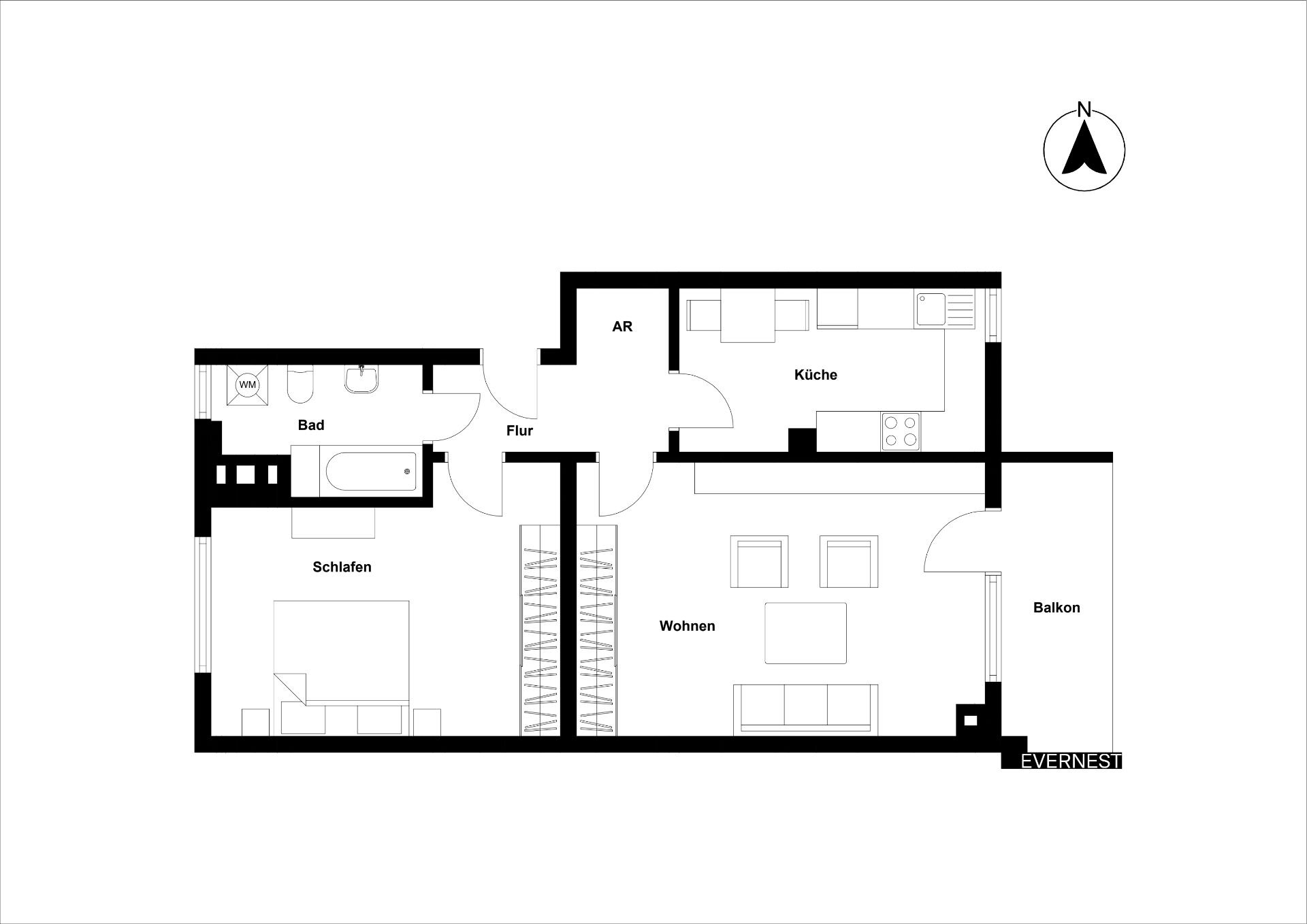 Wohnung zum Kauf 380.000 € 2 Zimmer 62 m²<br/>Wohnfläche 1.<br/>Geschoss Handschuhshein - Ost Heidelberg 69121