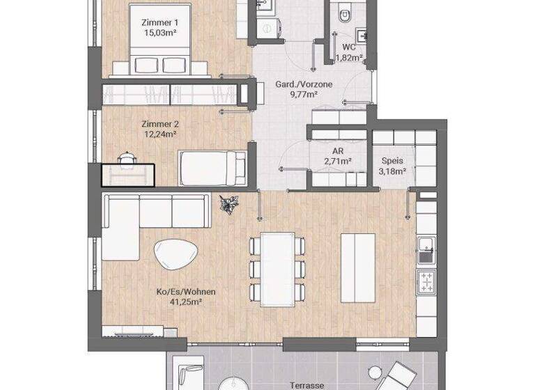 Wohnung zum Kauf - Erstbezug 399.000 € 3 Zimmer 92 m² 1. Geschoss Grafenstein 9131