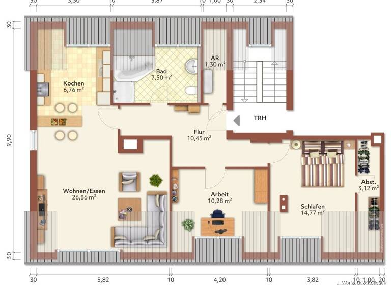 Wohnung zum Kauf 280.000 € 3 Zimmer 81,5 m²<br/>Wohnfläche Dachgeschoss, 3.<br/>Geschoss Wöhrd Nürnberg 90489