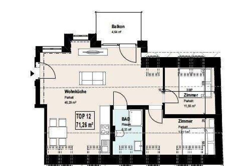 Wohnung zum Kauf 415.000 € 3 Zimmer 71,3 m² 3. Geschoss Wien 1120
