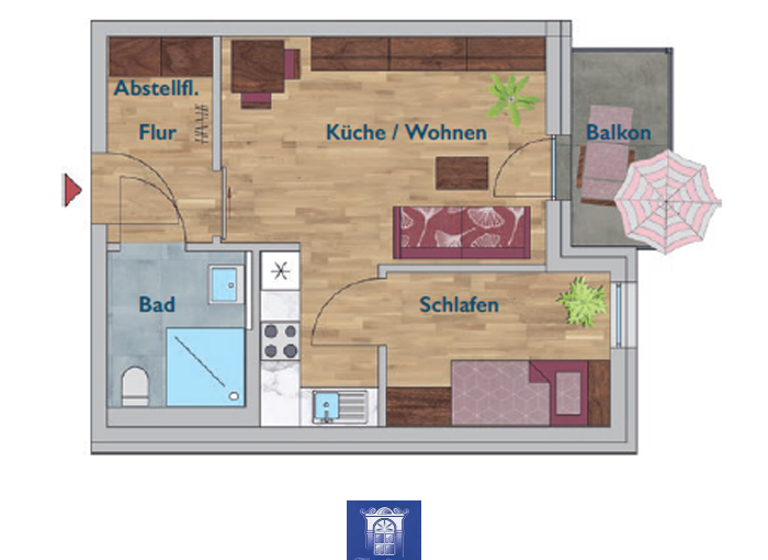Wohnung zur Miete 580 € 2 Zimmer 42,2 m² Arnsdorf 01477