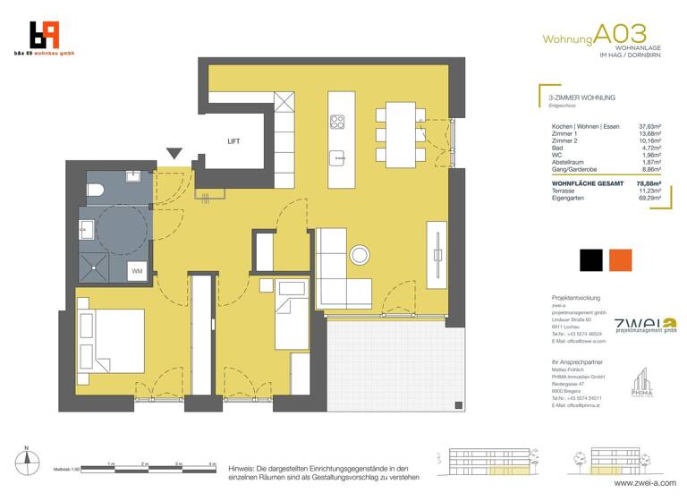 Wohnung zum Kauf - Erstbezug 3 Zimmer 78,9 m² EG Im Hag Dornbirn 6850