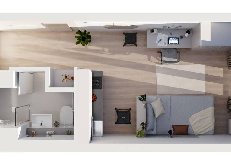 Studio zur Miete 804 € 1 Zimmer 19 m² 7. Geschoss frei ab sofort Sachsenstraße 17 Hammerbrook Hamburg 20097